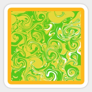 Green and Yellow Marble Swirl Abstract Art Design Sticker